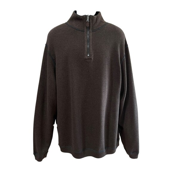 Daniel Cremieux Mens Reversible 1/4 Zip Pullover Sweater W/ Elbow Patches Dark G - Picture 3 of 10